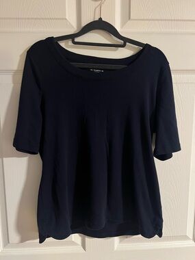 Talbots Navy Short Sleeve Scoop Neck Top - Classic Navy